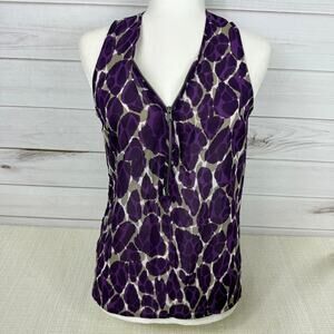 Banana Republic Purple Patterned Animal Print Zip‎ Sleeveless Blouse Womens XS